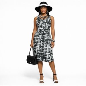 Vintage Black & White Greek Key Dress